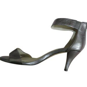 Vince Camuto Grey Silver open toed ankle strap metallic heels sandals size 7